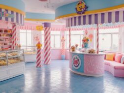 تصميم ديكور محل ايس كريم حلويات كاندي