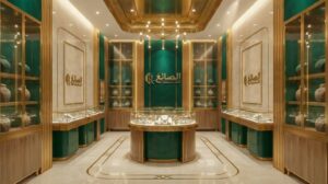 تصميم ديكور محل ذهب والماس و مجوهرات