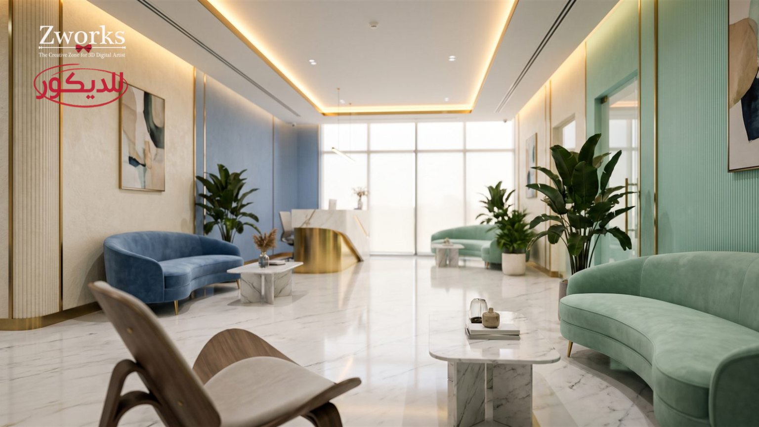 تصميم ديكور عيادة أسنان احترافي