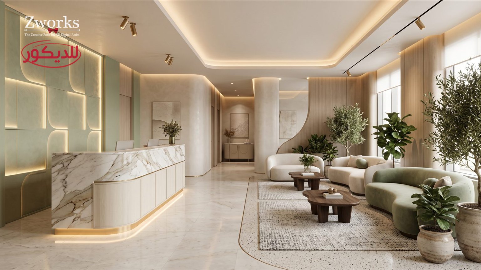 تصميم ديكور عيادة جلدية احترافي