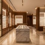 تصميم ديكور محل نظارات وبصريات احترافي