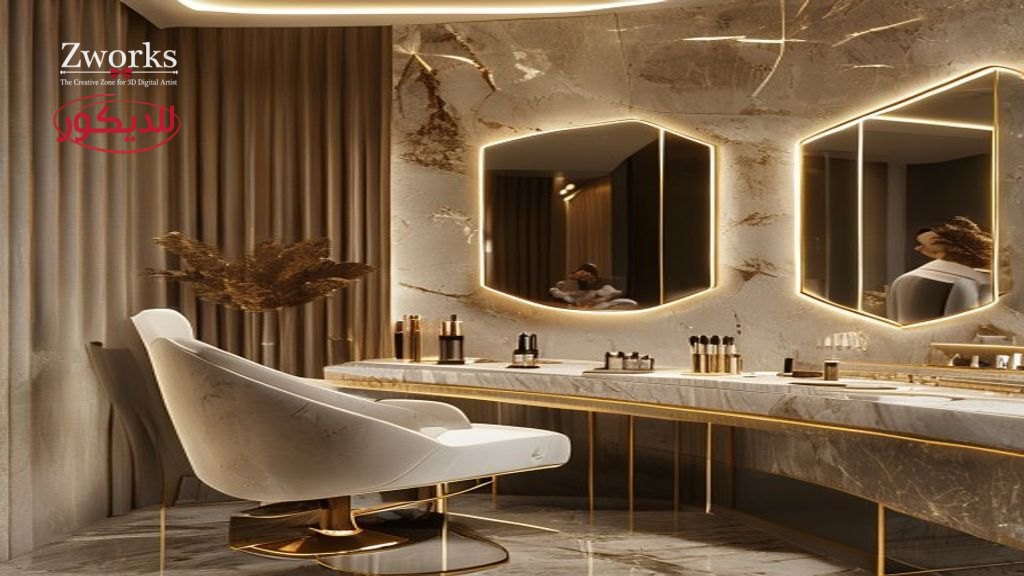 تفاصيل تصميم ديكور مشغل نسائي