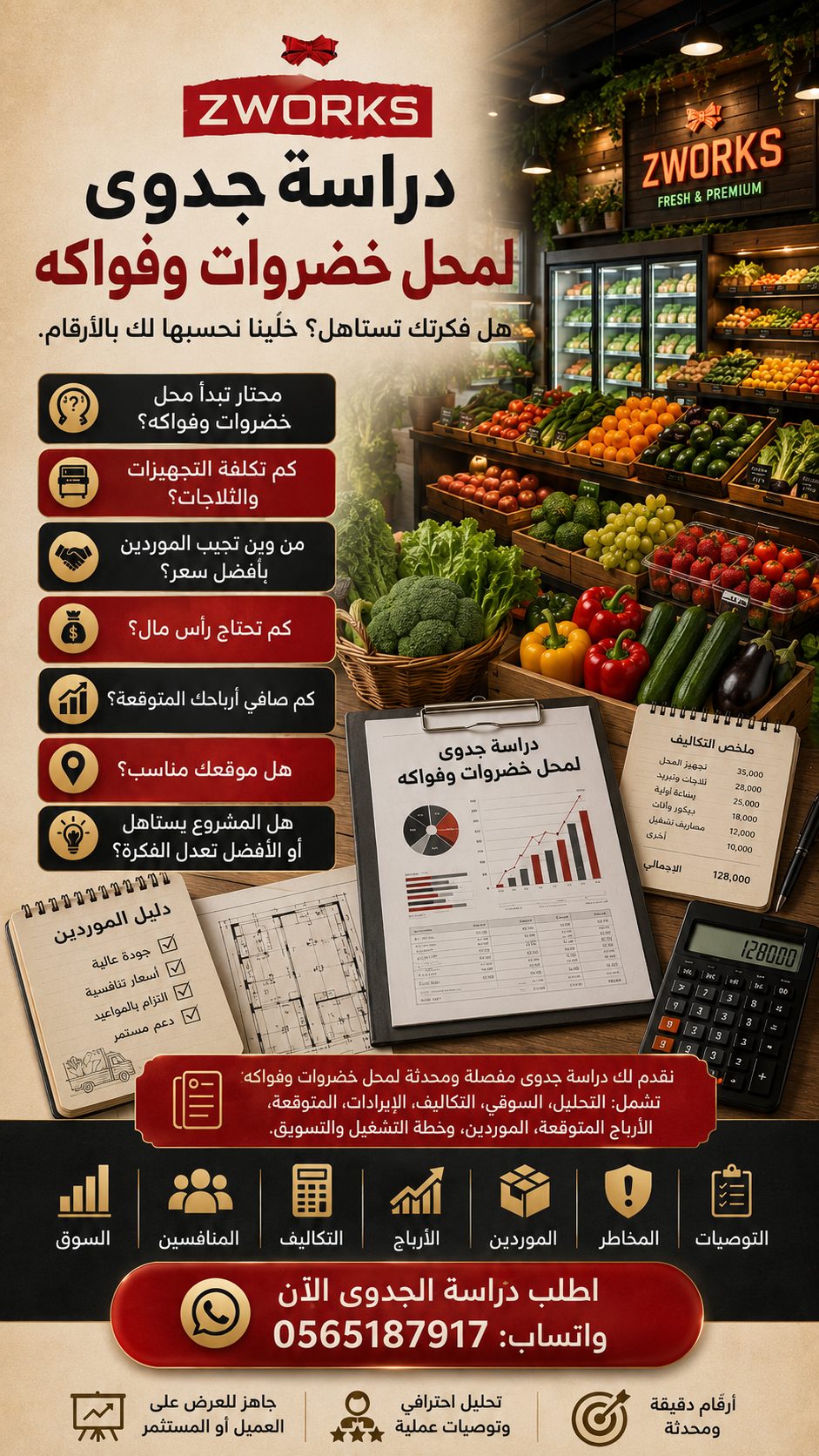 دراسة جدوى محل خضروات وفواكه