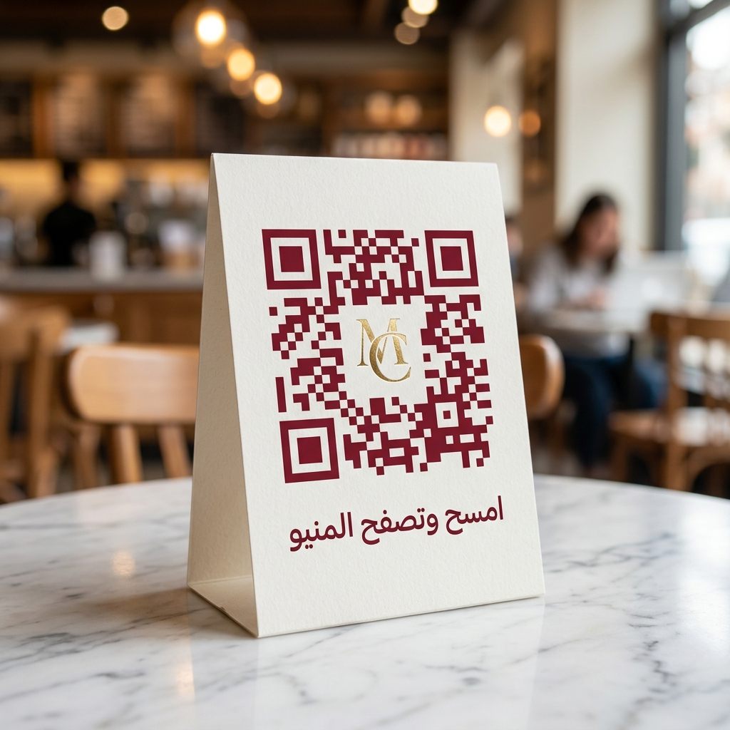 رمز QR على الطاولة