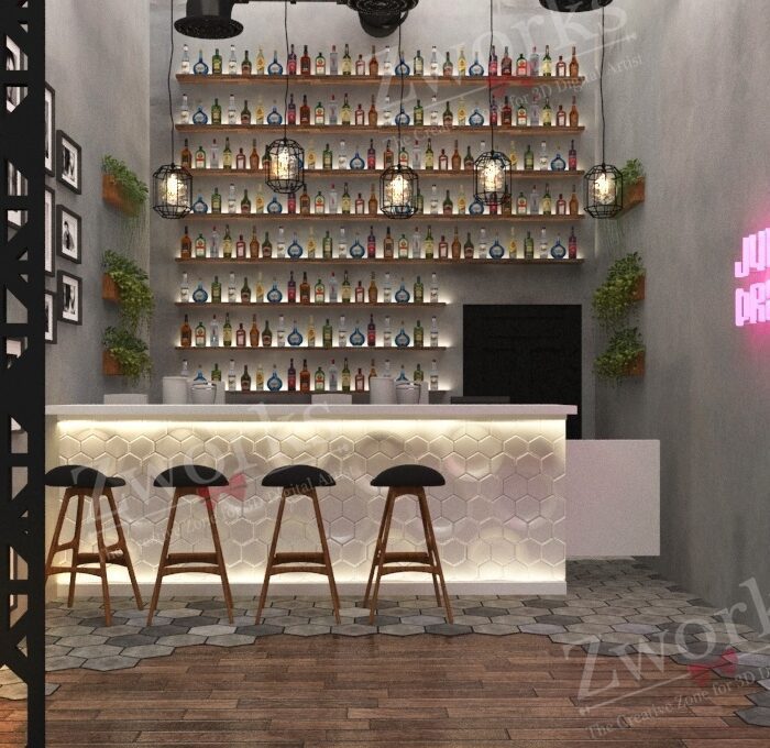 Bar Interior Design 3D Model