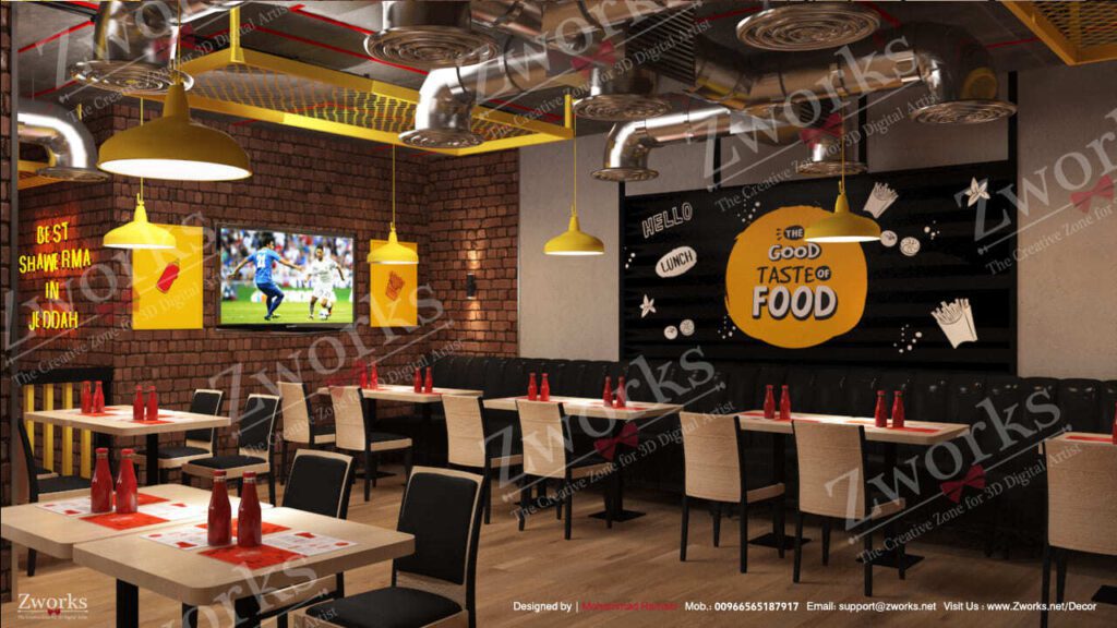 Fast Food Restaurant Interior Design 3D Model | Zworks 3D Models
