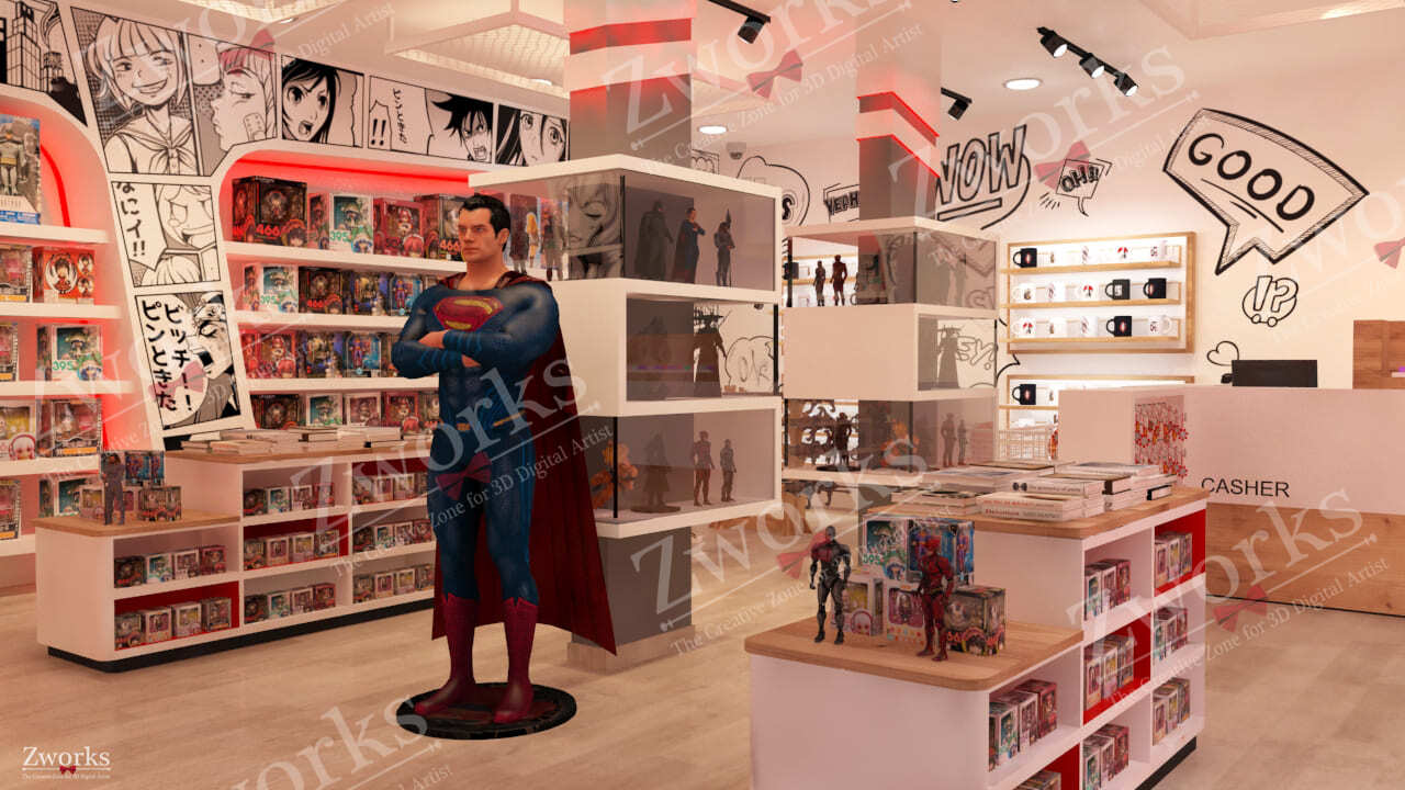 Anime Manga Comic Store Interior design 3d model
