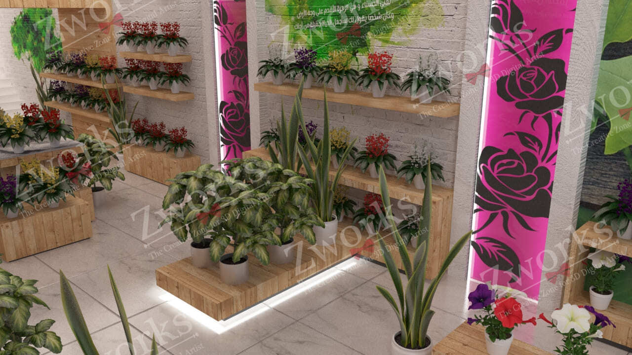 Flower Plants Store interior design 3d model 10003