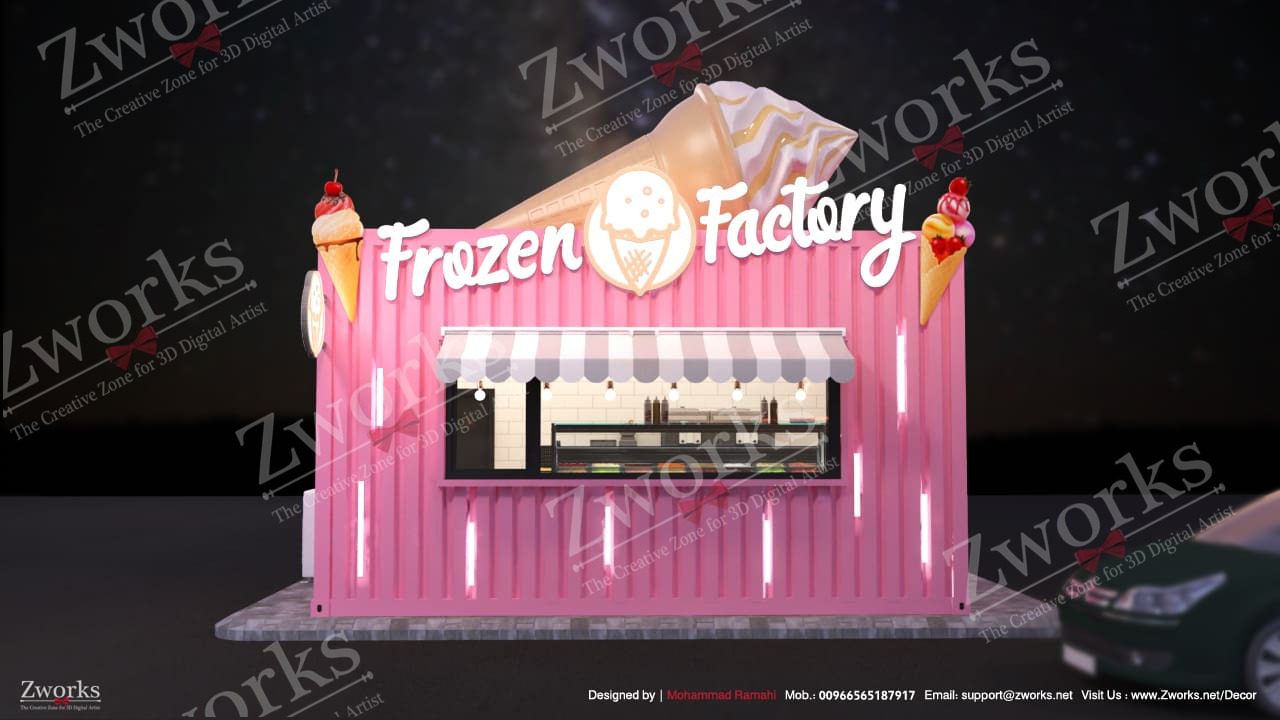Ice Cream Truck kiosk 3d model (2)