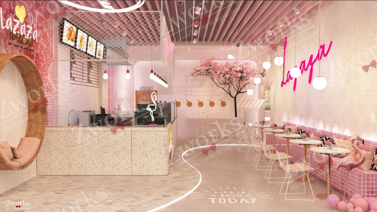 Ice cream Store interior design 3d model (5)