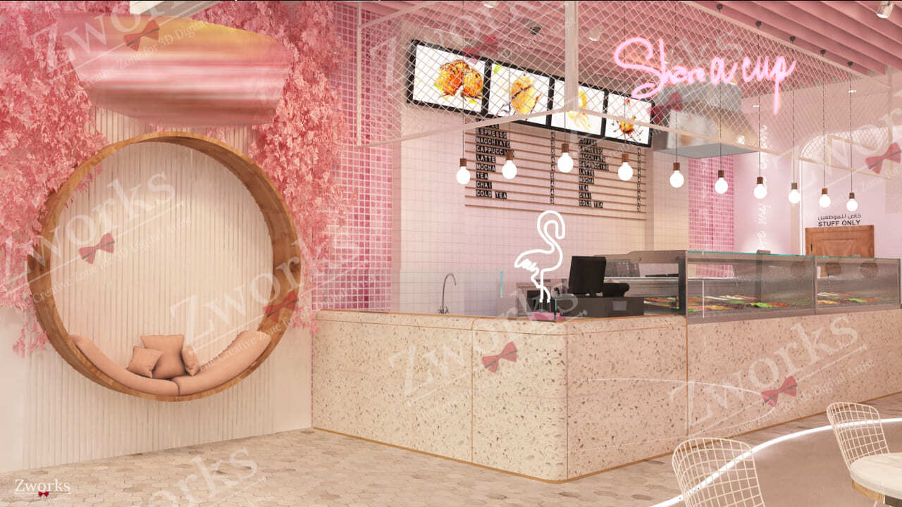 Ice cream Store interior design 3d model (5)
