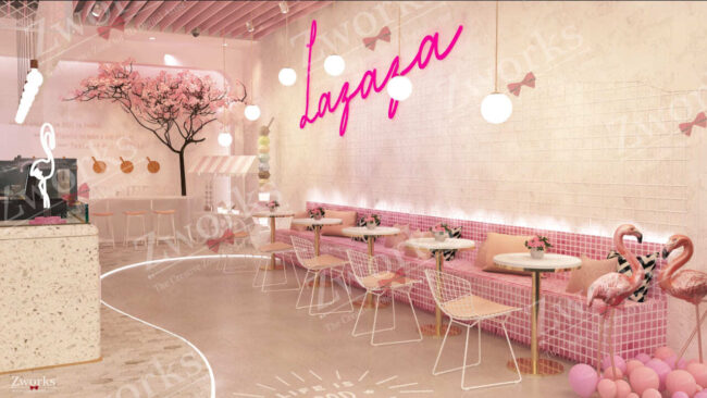 Ice cream Store interior design 3d model