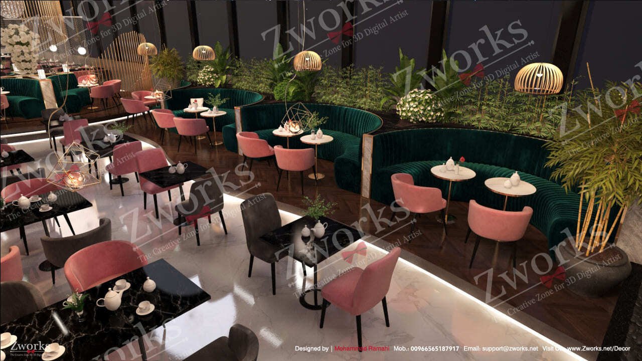Lounge Coffee Interior Design 3d model 1