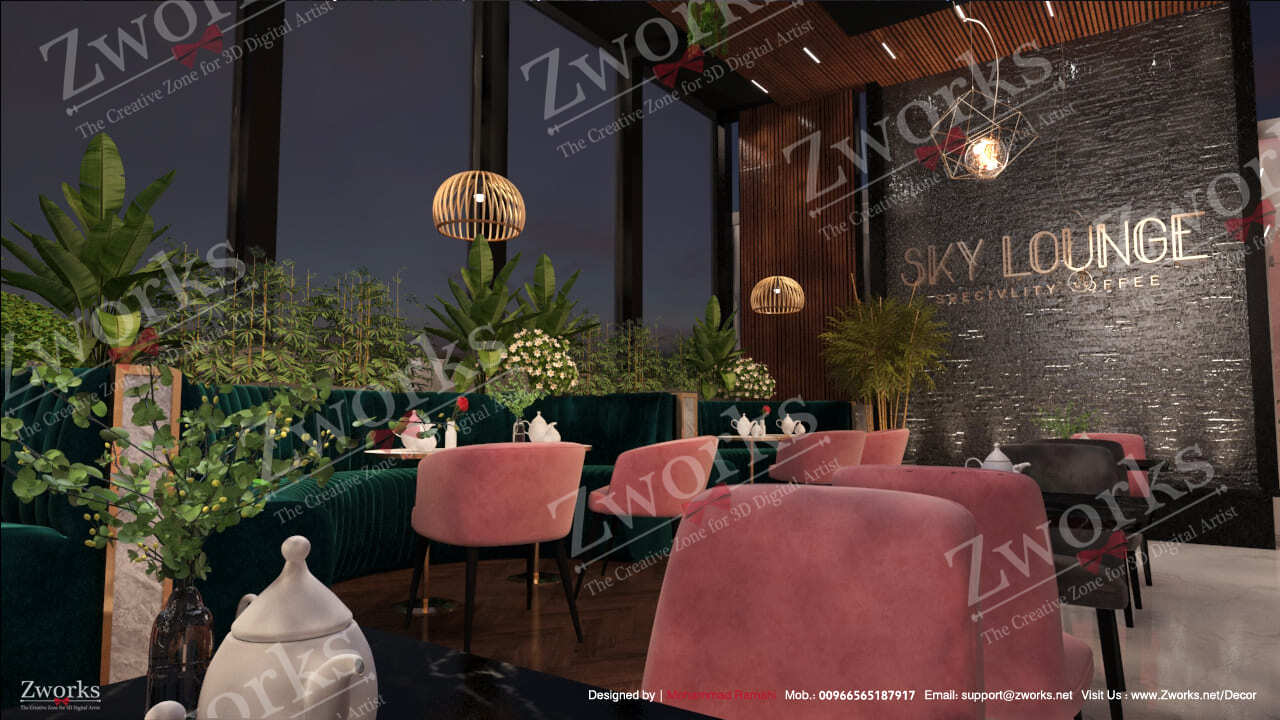 Lounge Coffee Interior Design 3d model 1