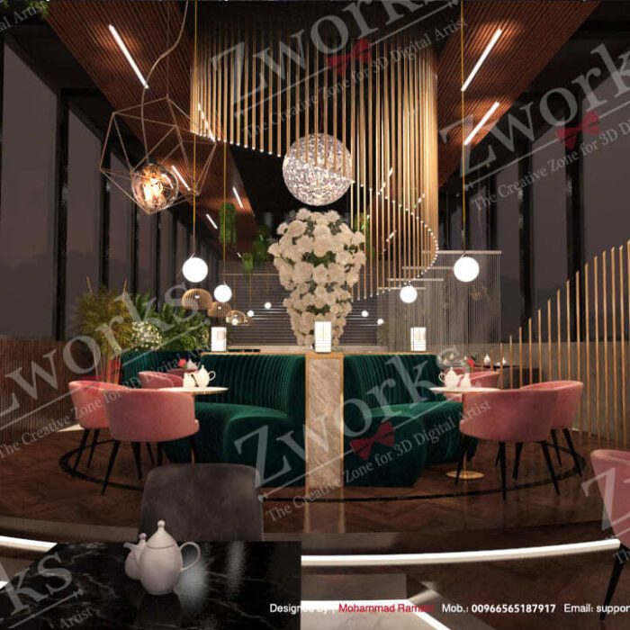 Lounge Coffee Interior Design 3d model 7