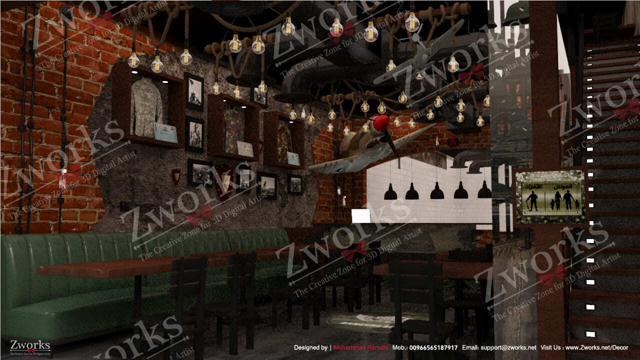 Military Restaurant Interior Design 3D Model (6)