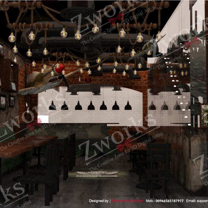 Military Restaurant Interior Design 3D Model (6)