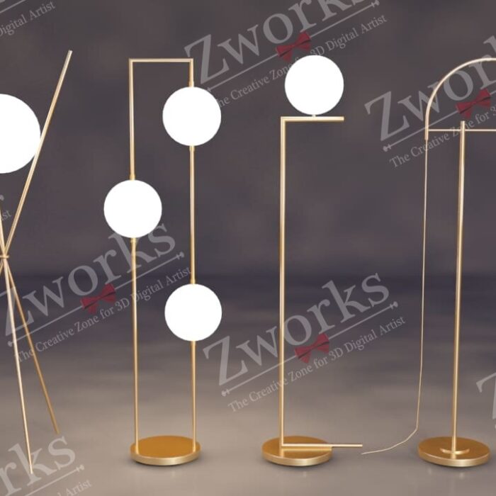Modern Metal gold lamp 3d models