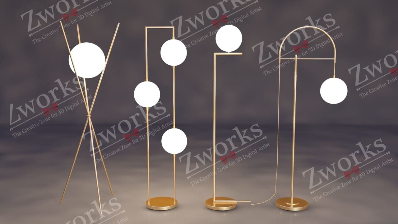 Modern Metal gold lamp 3d models