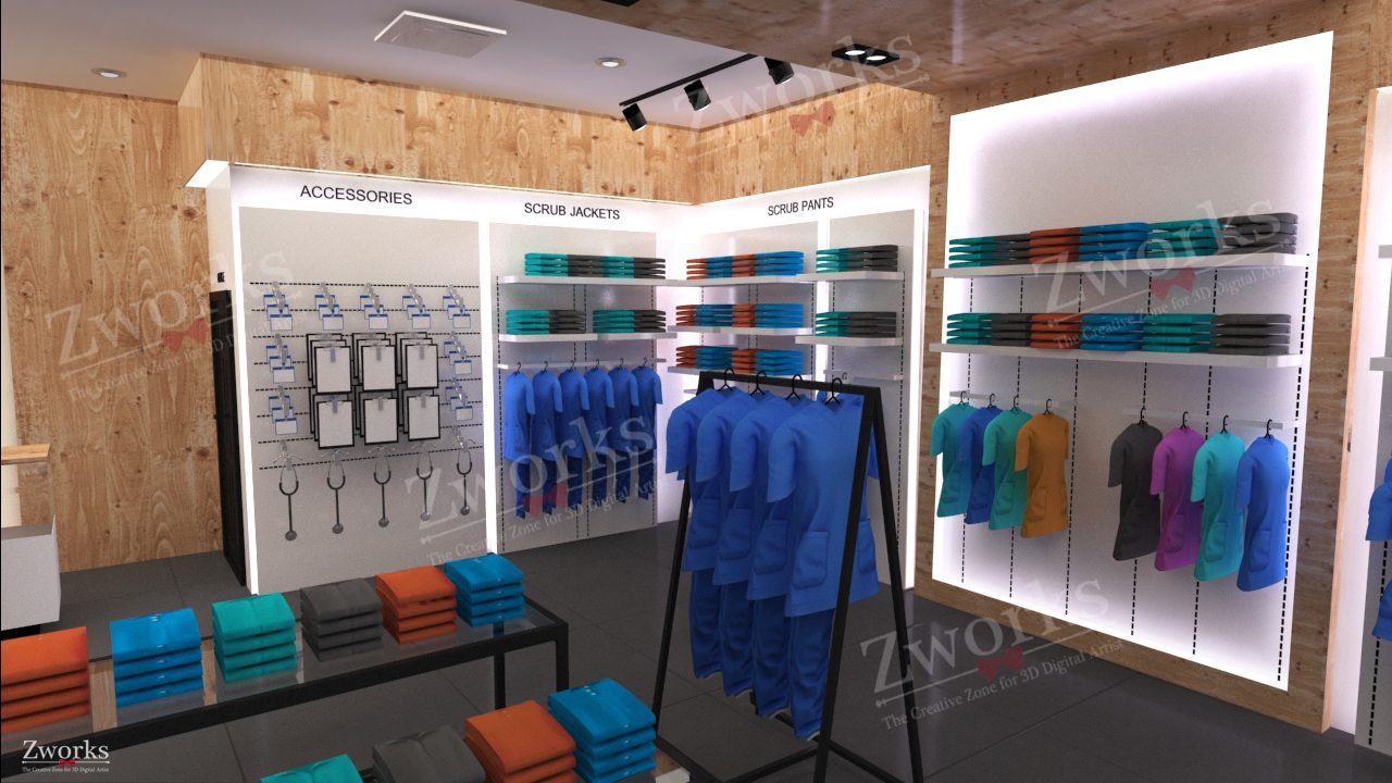 Scrub Store Interior Design 3D Model