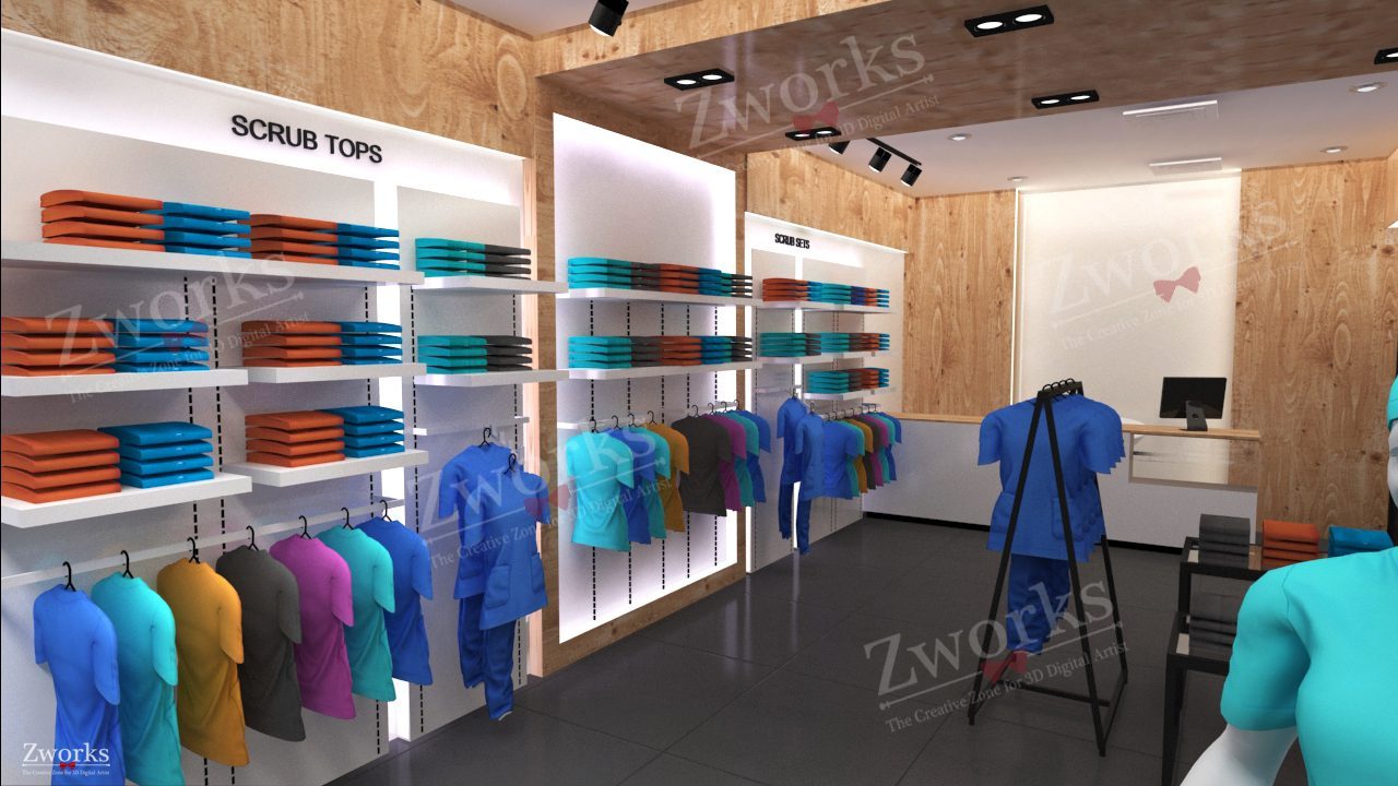 Scrub Store Interior Design 3D Model