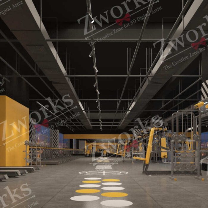Gym Fitness interior design 3d model