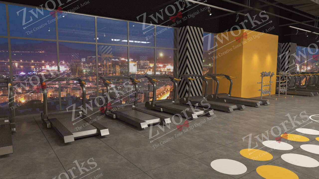 Gym Fitness interior design 3d model
