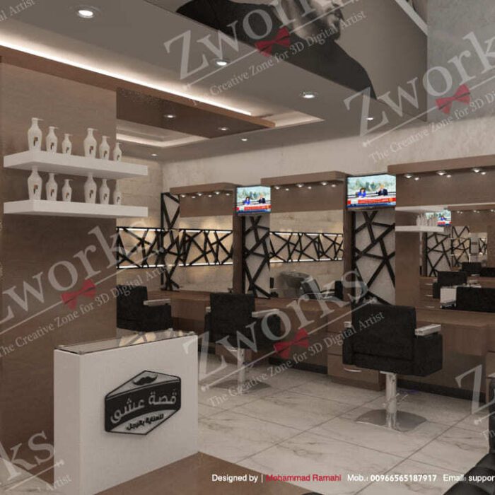 barber shop interior design 3d model (2)