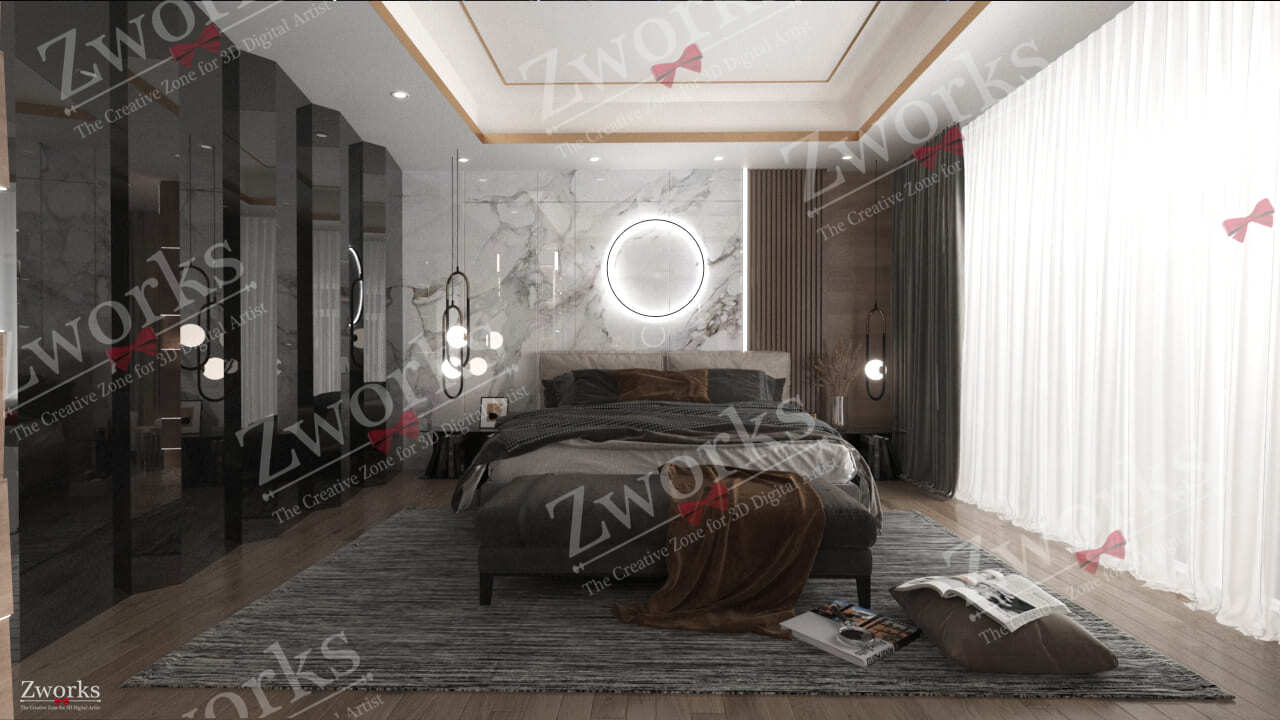 bed room interior design 3d model