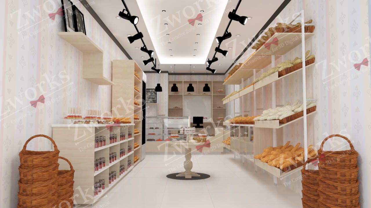cake bakery store interior design 3d model