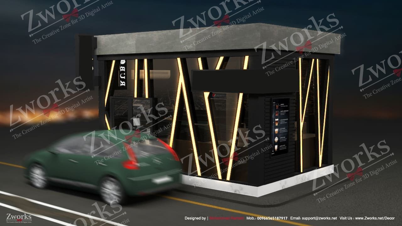Drive thru Coffee Shop 3D Model 1
