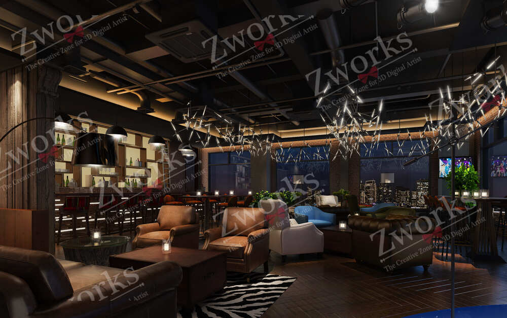 Bar Lounge Interior Design 3d model