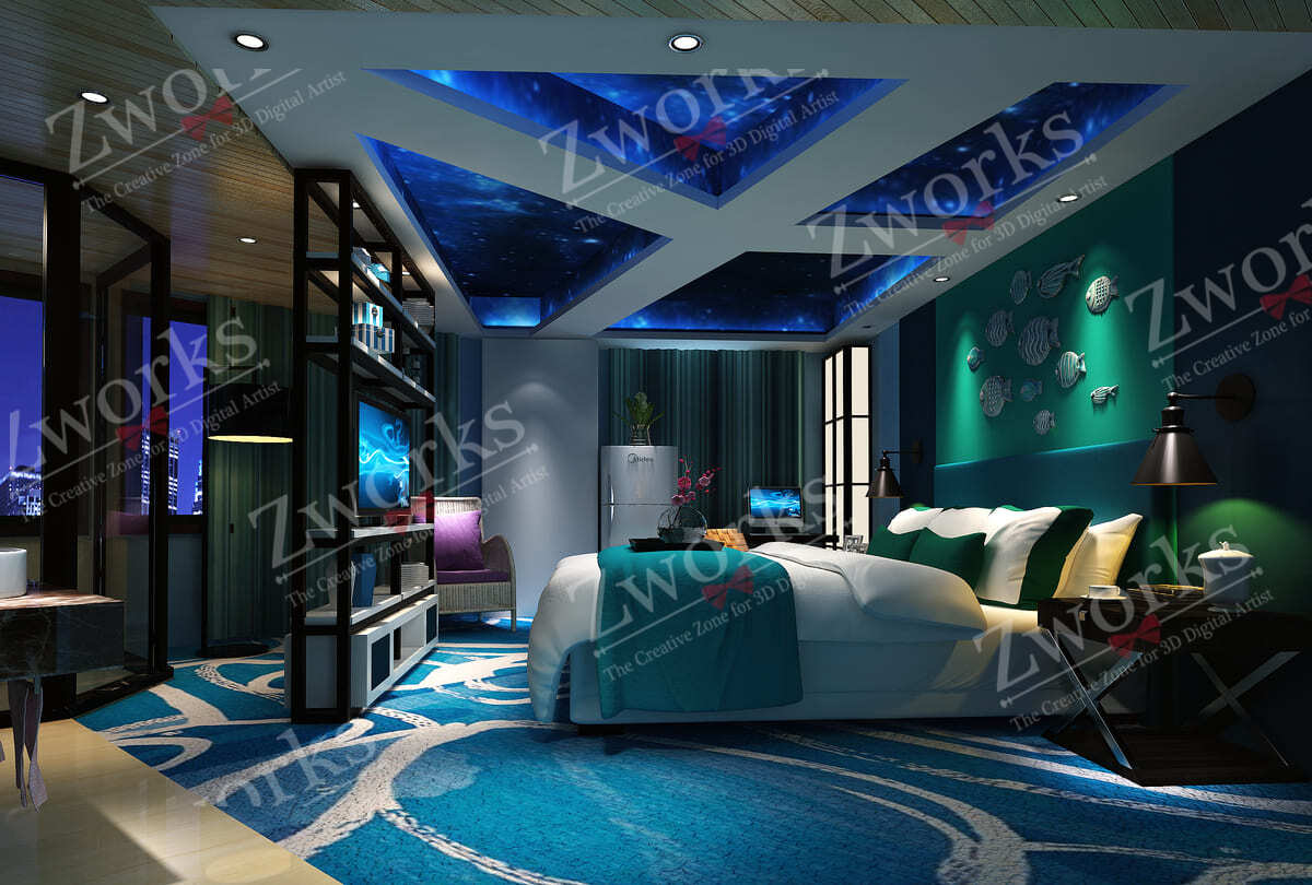 Hotel Bedroom interior design 3D Models