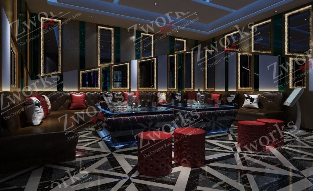 Karaoke lounge interior design 3d model | Zworks 3D Models