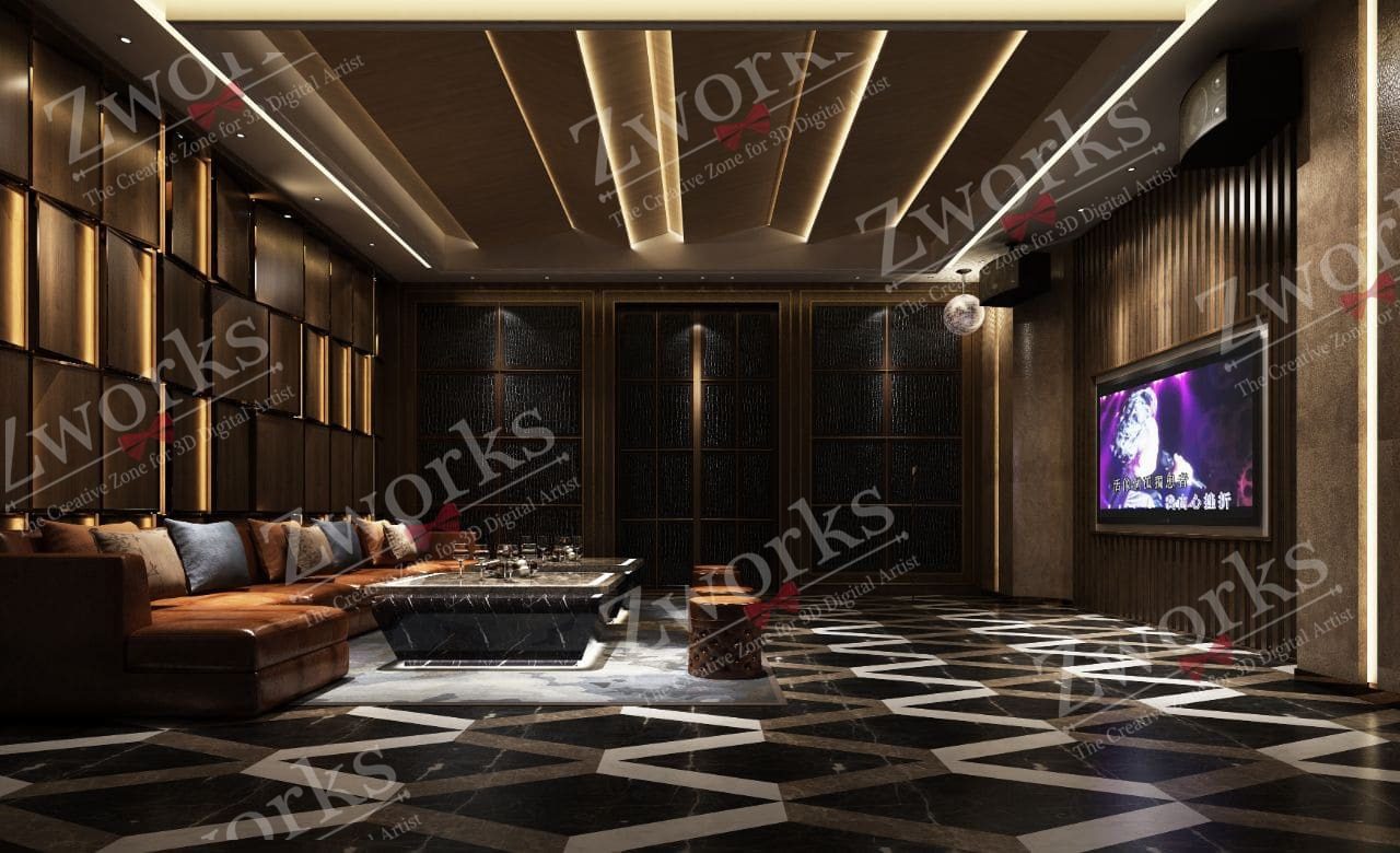 Karaoke lounge interior design 3d model