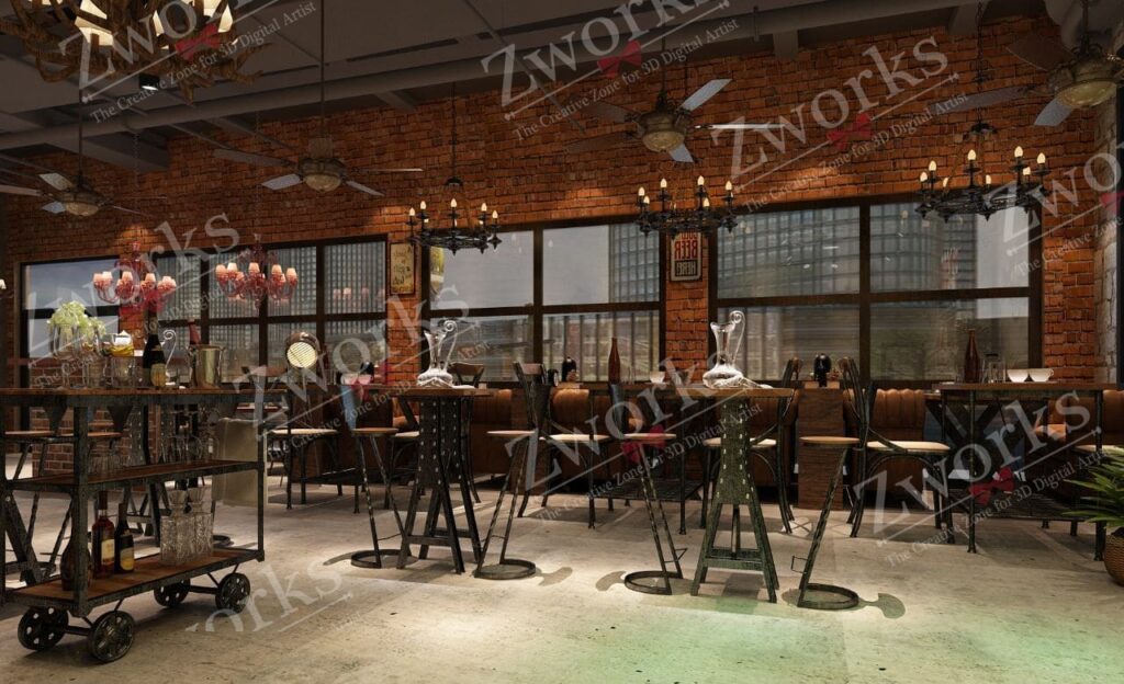 Bar Interior design | Zworks 3D Models