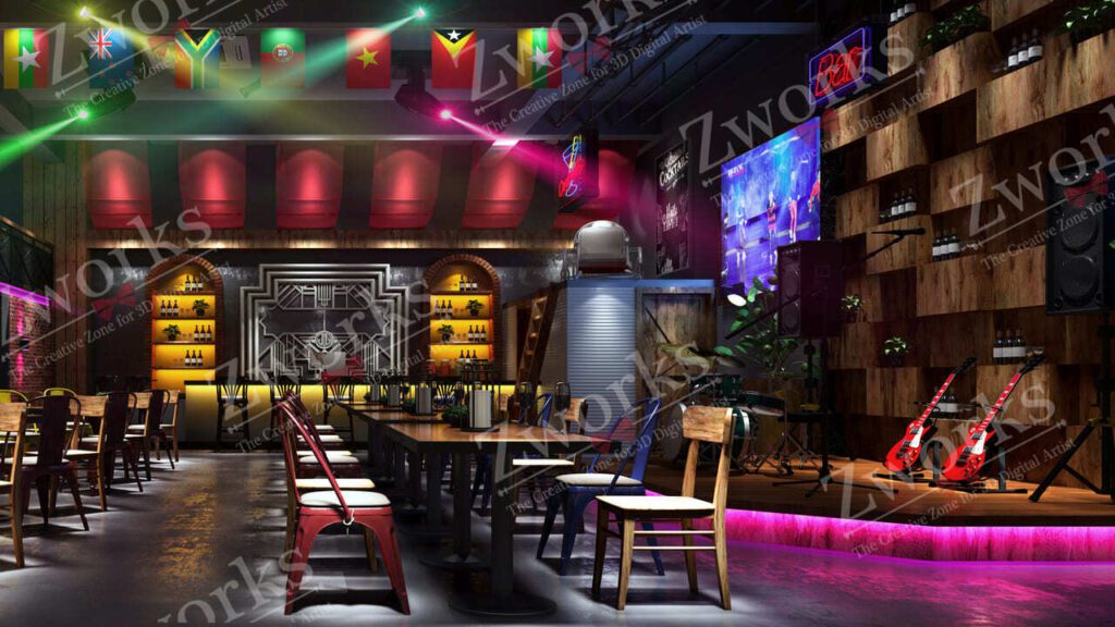 Karaoke Bar Interior Design 3D Model Zworks 3D Models