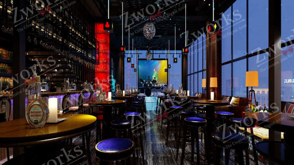 Rooftop Bar Interior Design 3D Model | Zworks 3D Models