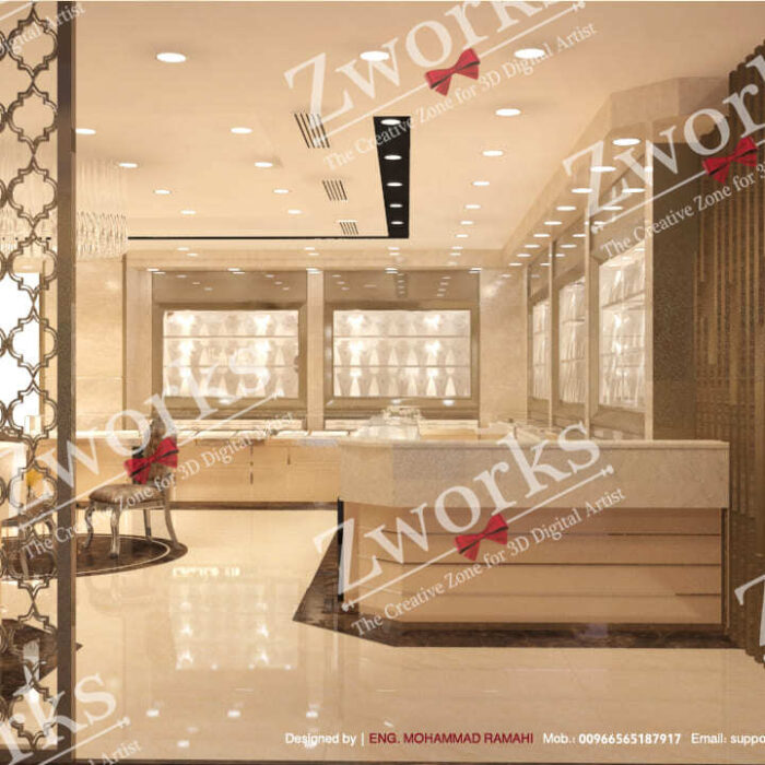 Gold Jewelry Store Interior design 3d model 3