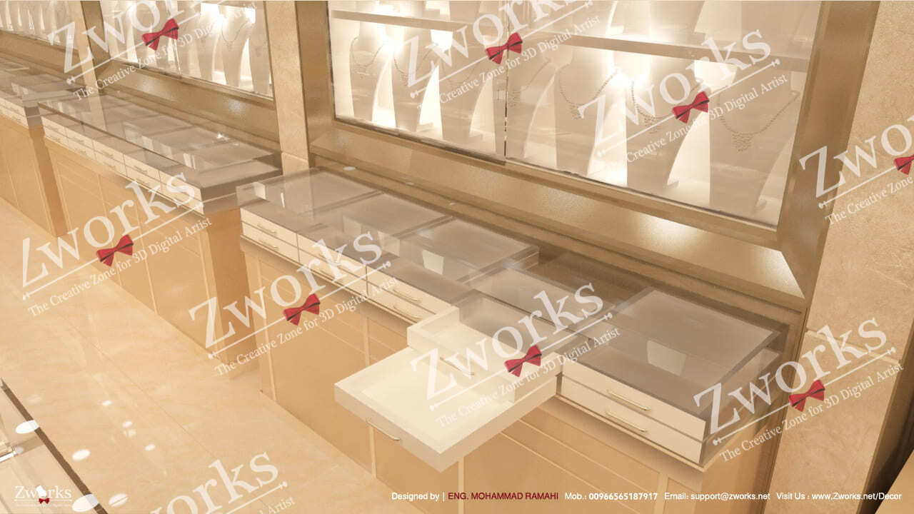 Gold Jewelry Store Interior design 3d model 3
