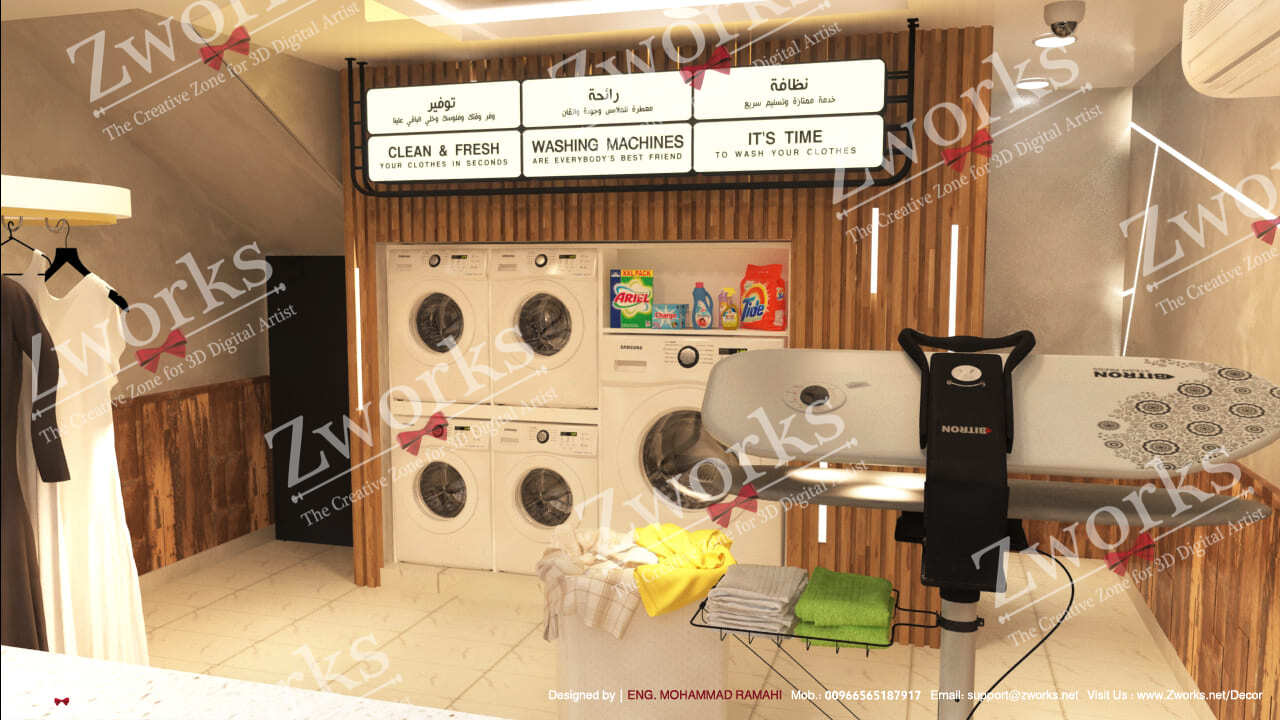 laundry store interior design 3d model