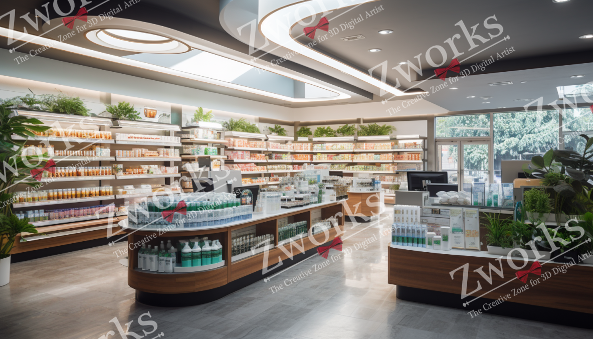 Pharmacy interior design 3D model