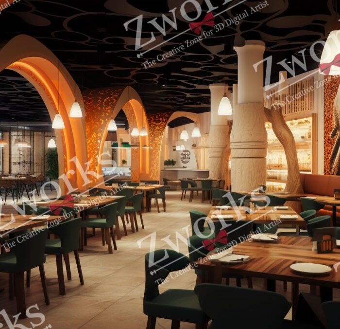 Restaurant interior design 3D model