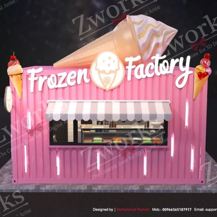 Ice Cream Truck kiosk 3d model (2)