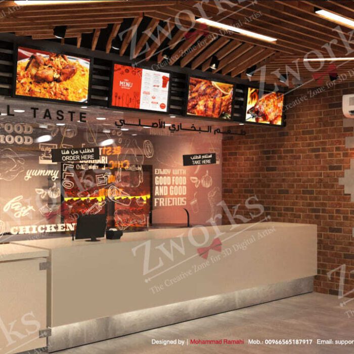 KFC Fast food Restaurant Interior Design 3d model (2)