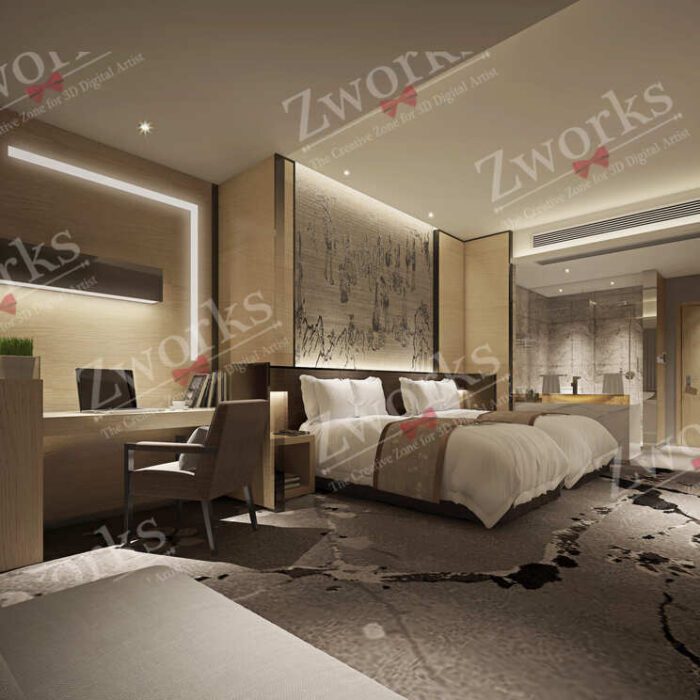 Hotel Bedroom interior design 3D Models