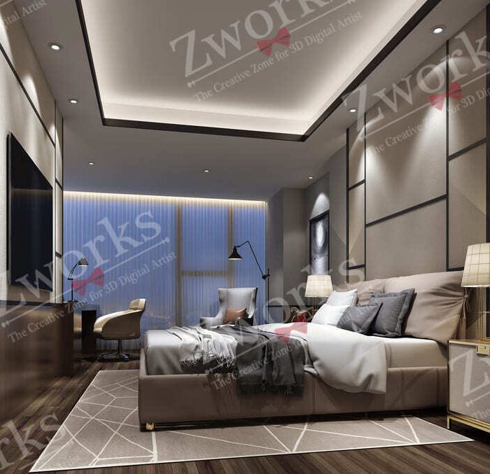 Hotel Bedroom interior design 3D Models