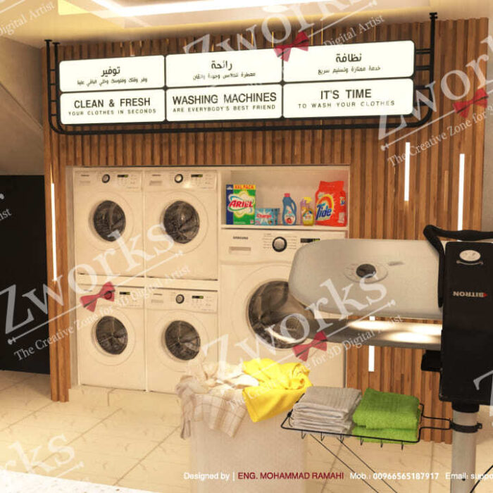 laundry store interior design 3d model