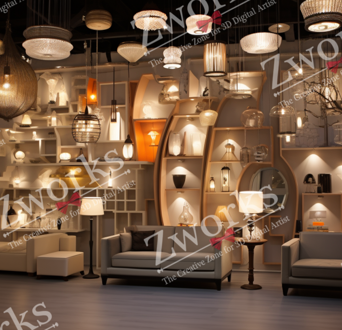 Lighting shop interior design 3D model