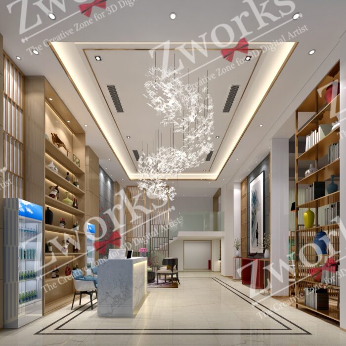 Reception interior design 3d model